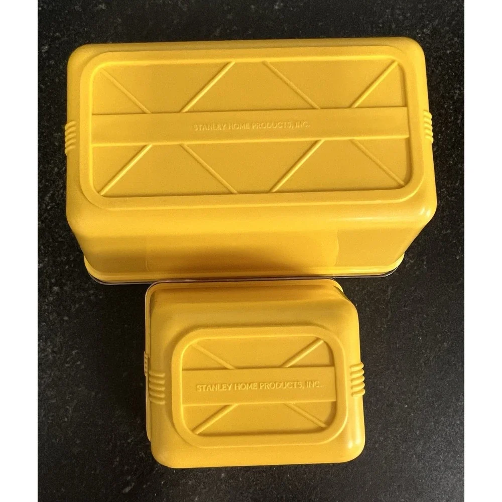 Vintage Stanley Home Products Yellow Food Storage Containers w/ Lids‎ – Set of 2 - Picture 3 of 5